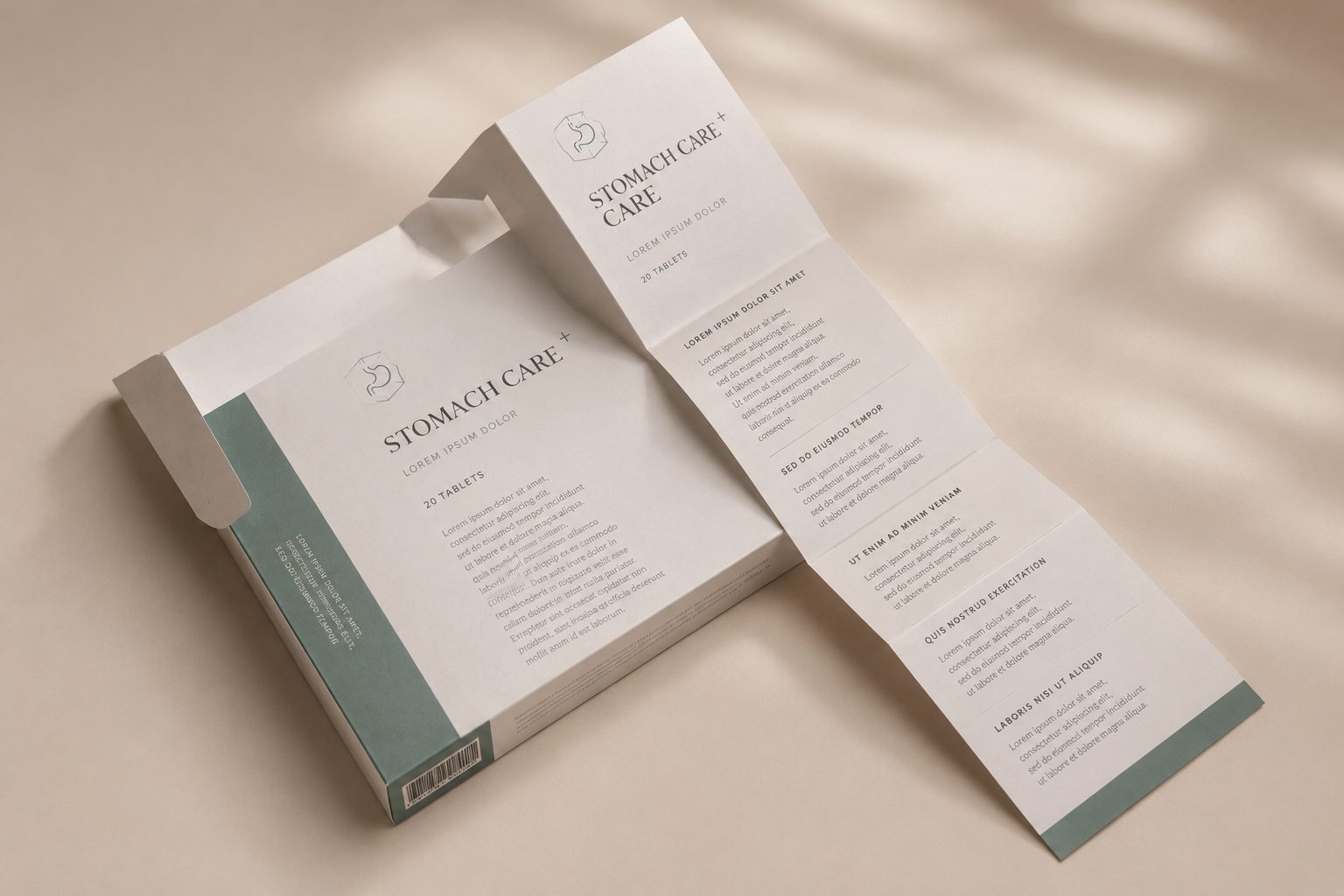Pharmaceutical carton and folded outsert leaflet with serialised barcode